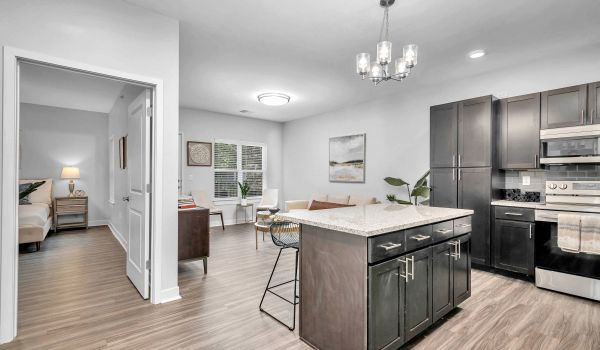 Sixty 16 apartment kitchen and living area