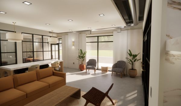 Sonder apartment community leasing office rendering