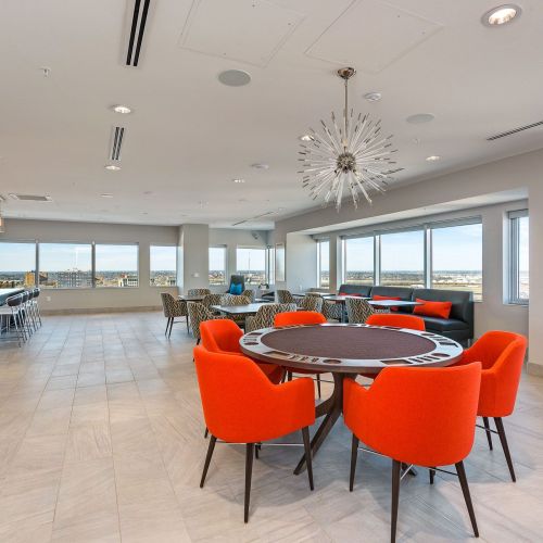 Commerce Tower apartments building interior lounge