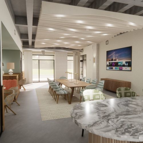 Sonder apartment community co-working space rendering