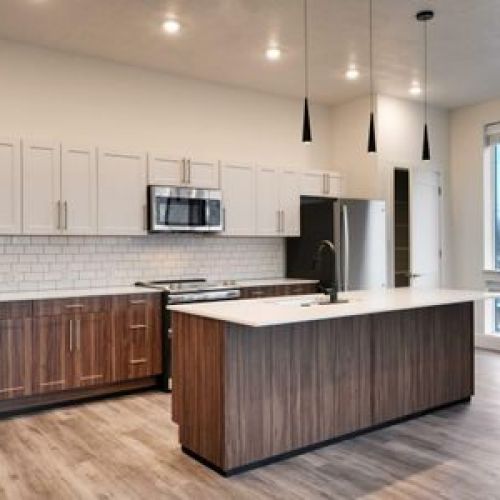 The Stack apartment kitchen and bar