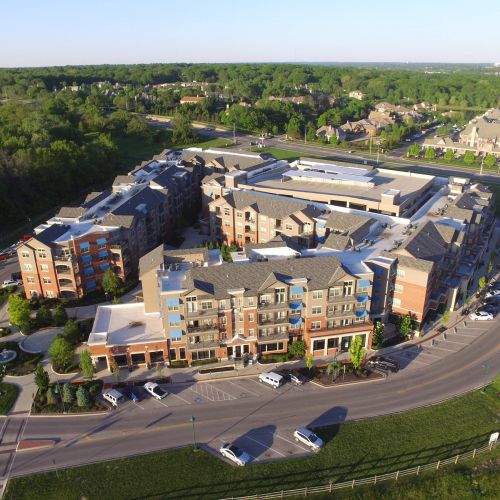 The Village at Mission Farms building exterior areal view