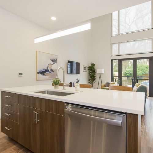 Westside Flats apartment kitchen and living room