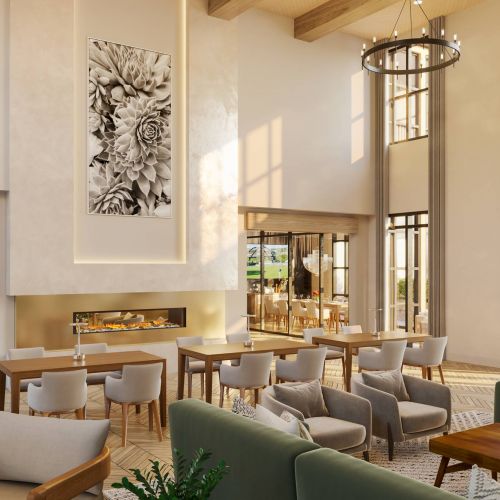 The Fieldston apartments community lounge with plentiful seating