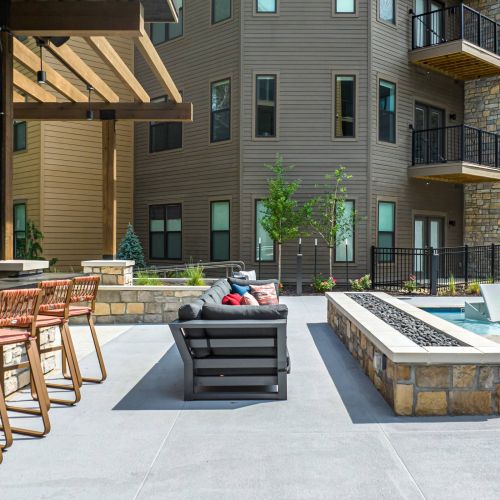 Wheatfield Village apartments outdoor lounge and firepit