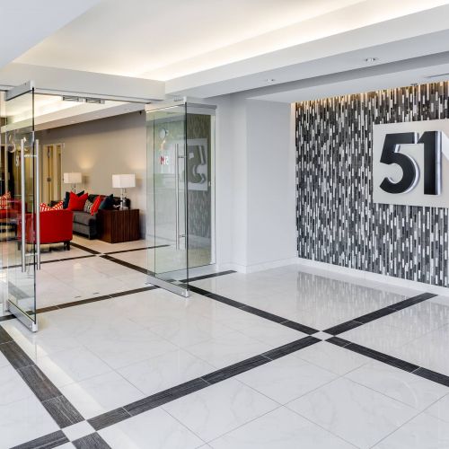 51 Main apartments and retail space building lobby