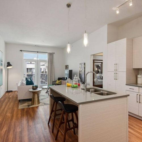 Avenue 80 apartment modern kitchen and living area