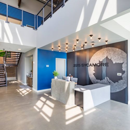 225 Sycamore apartment community lounge and entrance
