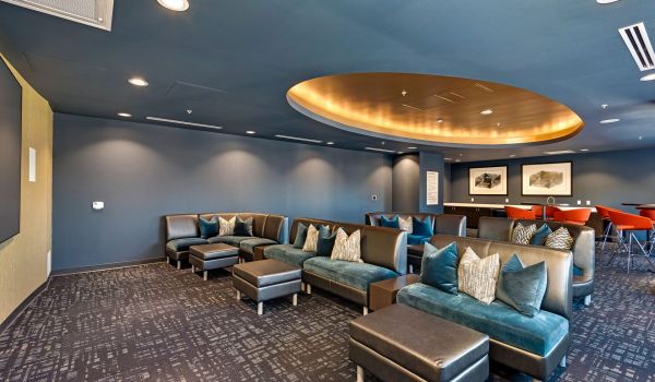 Commerce Tower apartments community movie theater