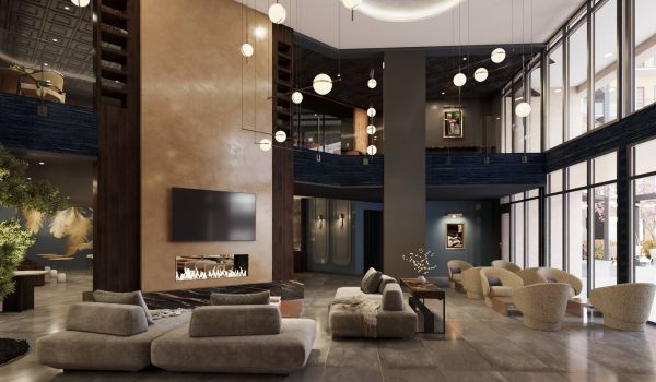 Oberon rendering of community club and indoor lounge
