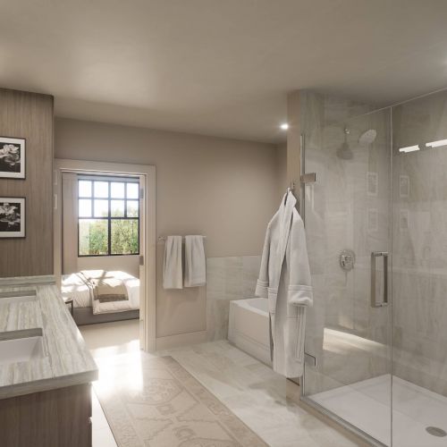 The Fieldston apartment spa-inspired bathroom