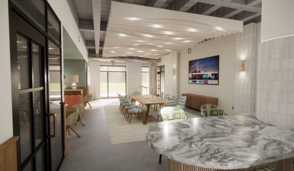 Sonder apartment community co-working space rendering