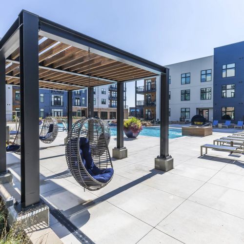 225 Sycamore apartment community pool and outdoor lounge
