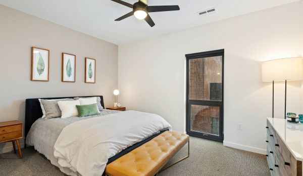 Arterra apartment bedroom with fan