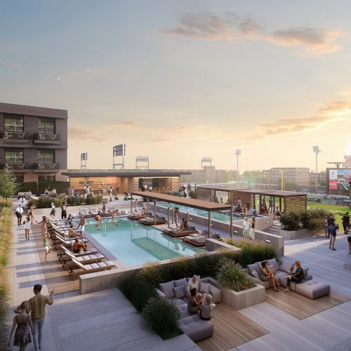 Delano Ballpark District pool terrace with view