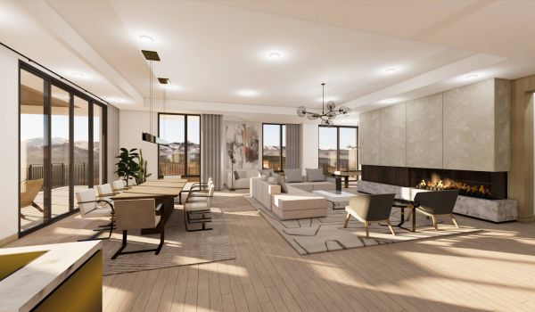 The Grandeur at Holladay Hills penthouse interior living room