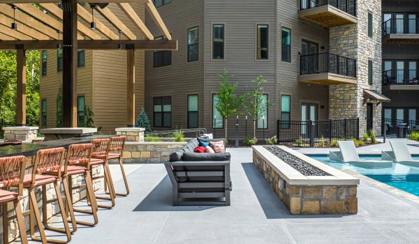 Wheatfield Village apartments outdoor lounge and firepit