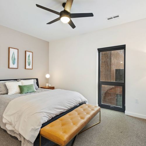 Arterra apartment bedroom with fan