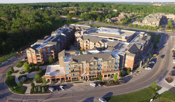 The Village at Mission Farms building exterior areal view