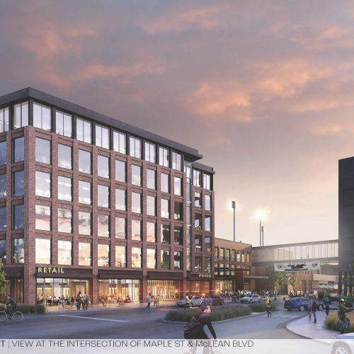 Delano Ballpark District retail buildings and street