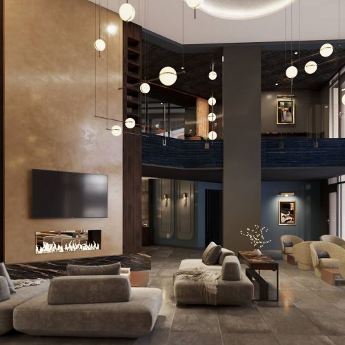 Oberon rendering of community club and indoor lounge