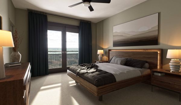 Oberon rendering of apartment bedroom